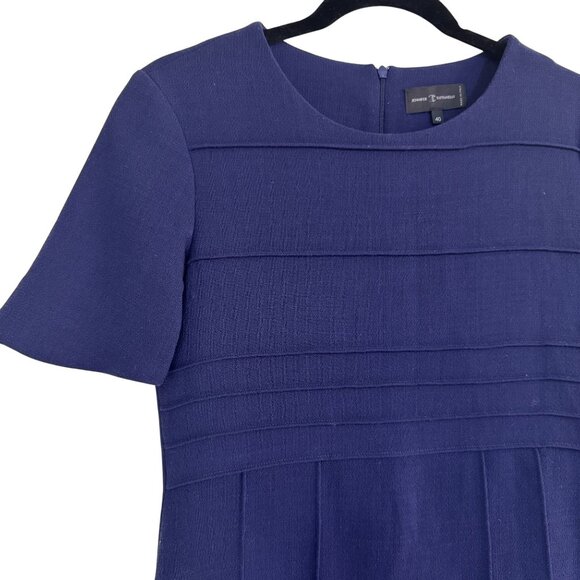 Jennifer Tattanelli Womens Navy Blue Virgin Wool Zip-Up Short Sleeve Mini Size 8 - Picture 3 of 8